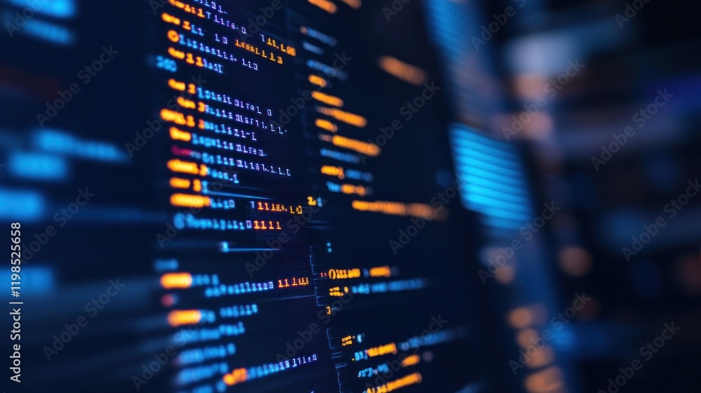 Poster abstract coding: glowing lines of digital code
