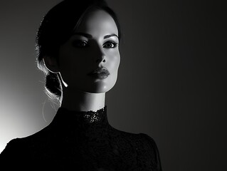 A stunning black and white portrait of a woman, emphasizing light and shadow.