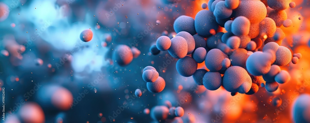 Aufkleber Dust pollution concept. Abstract representation of colorful particles floating in a dynamic environment.