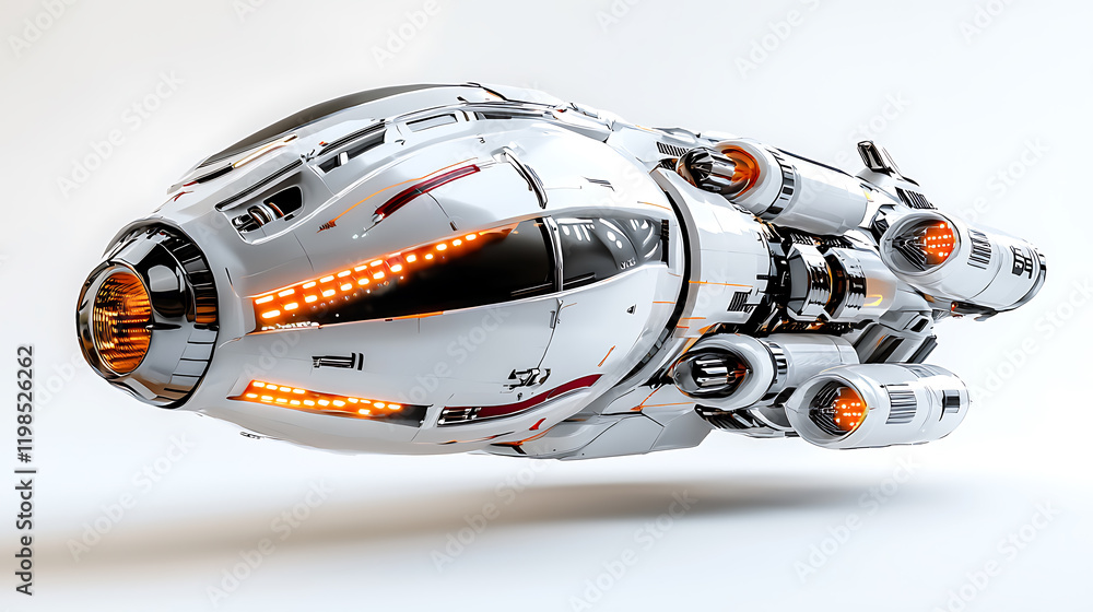 Poster futuristic spacecraft exploration sci-fi universe digital art high-tech environment dynamic angle in
