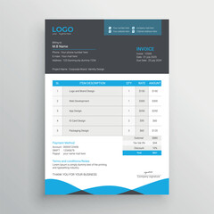 Invoice design, Modern business payment arrangement, vector template, Minimal invoice Template for business payment