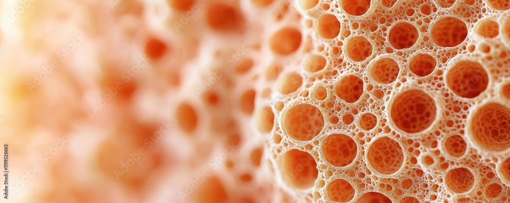 Aufkleber dust pollution concept. close-up view of orange foam with bubbles and textures in natural light.