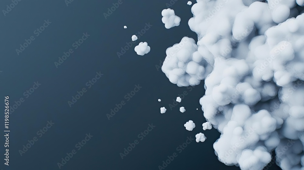 Aufkleber dust pollution concept. a dynamic display of white clouds dispersing against a dark background.