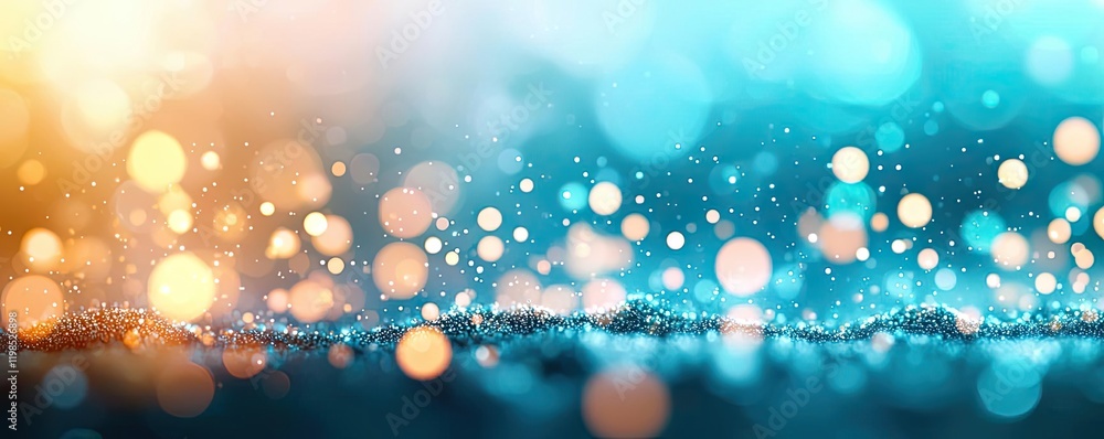 Poster dust pollution idea. vibrant abstract background with bokeh lights in blue and orange hues for creat
