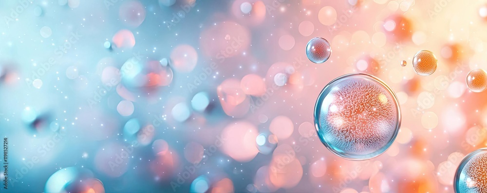 Poster Dust pollution idea. Abstract image of colorful water bubbles with a soft focus and vibrant background.