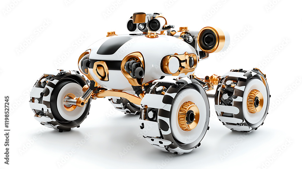 Poster Exploring futuristic robotics a unique mobile rover design studio showcase 3d rendered environment innovative technology