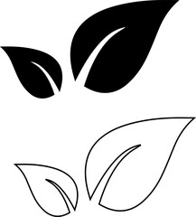 leaves line and shape icons design for templates.