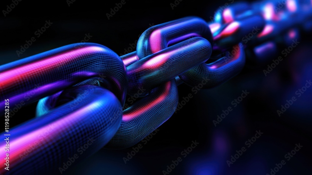 Aufkleber cybersecurity chain: digital links and network security