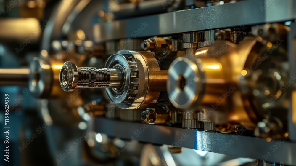 Poster close-up of the nozzle mechanism in a large format inkjet printer, focusing on the precision details