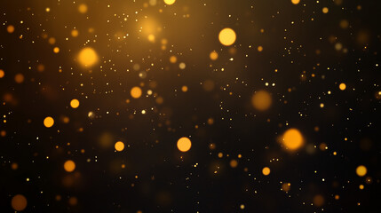 Golden particles shimmer against a dark background, creating a magical ambiance suitable for celebrations and festive occasions