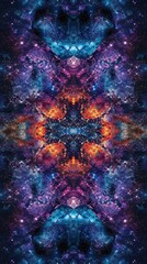 Fototapeta premium Kaleidoscopic Nebula A Stunning Symmetrical Abstract of Cosmic Colors and Celestial Dust