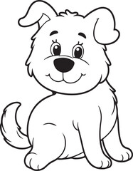 funny Dog  line art vector on white background