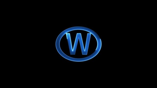 English uppercase alphabet design W   . All capital alphabets neon animation.  Educational concept with neon letter. Latter motion in black background, Animated neon alphabet, 4k video
