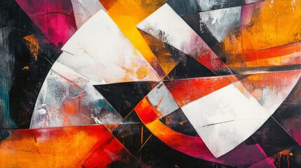 Abstract Geometric Painting with Vivid Colors and Sharp Lines