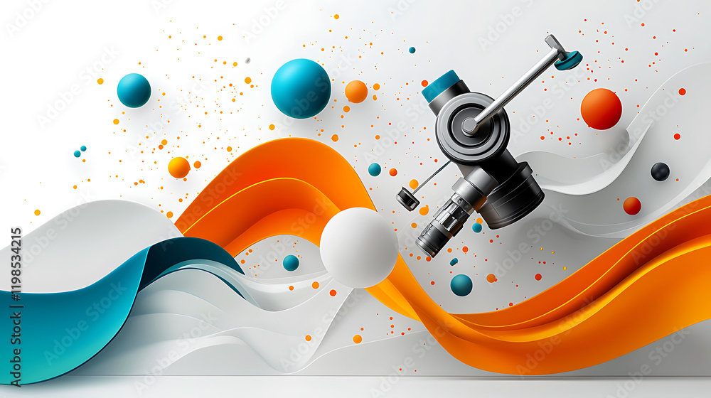 Poster dynamic 3d graphics design featuring colorful shapes and textures in abstract style