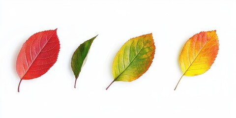 Obraz premium Set of multicolored fallen autumn leaves isolated on white background