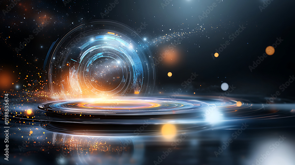 Poster dynamic light burst action futuristic space digital art abstract environment close-up viewpoint inno