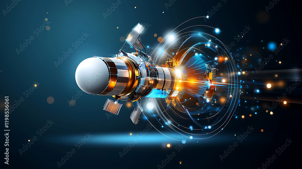 Poster innovative rocket technology space exploration digital art futuristic environment close-up view dyna