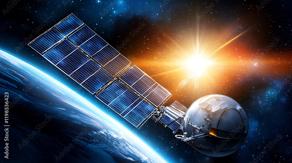 Poster satellite launch event outer space technology image cosmic environment aerial view innovation in spa