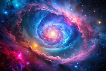 Obraz premium Cosmic Nebula: Pink and Blue Hues in Low Light