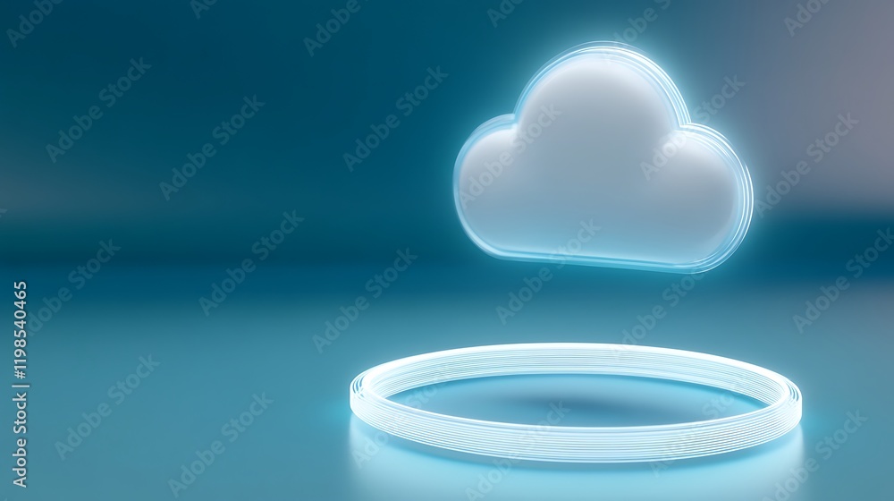 Aufkleber futuristic cloud technology concept with glowing elements on smooth surface in digital background