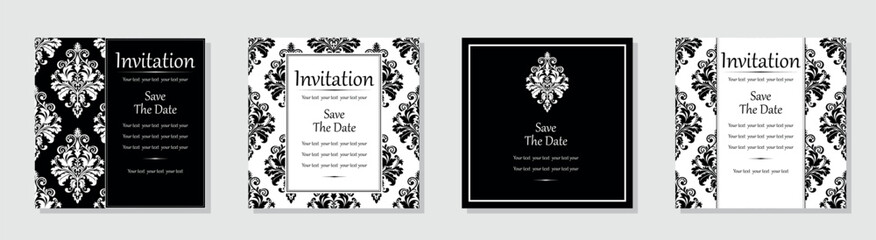 Set of abstract floral patterns. Vector seamless backgrounds. Perfect for invitations or announcements