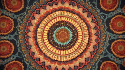 Abstract Mandala with Circular Patterns and Vivid Colors