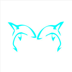 dolphin illustration, logo design of two jumping racing dolphins