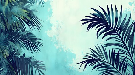 Tropical Palm Fronds Against A Light Blue Sky