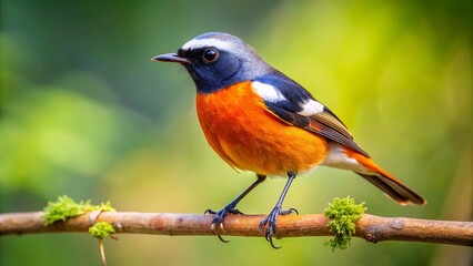 Fototapeta premium Daurian Redstart Bird Perched on Branch - Vibrant Wildlife Photography