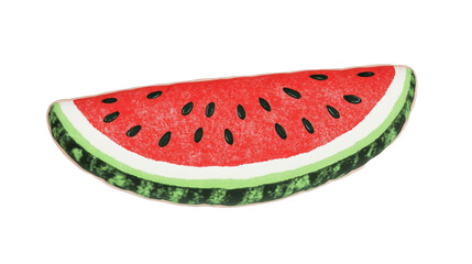 slice of watermelon, A cartoon style watermelon slice with seeds isolated on white background