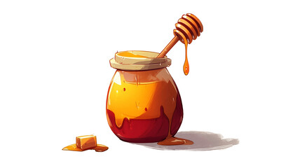 A cartoon style honey jar with a dripping honey