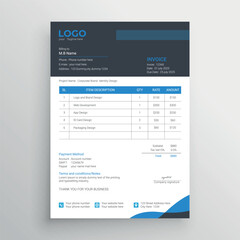 Invoice design, Modern business payment arrangement, vector template, Minimal invoice Template for business payment