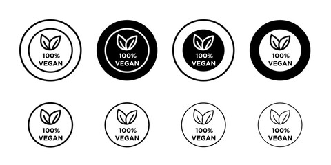 100% vegan icon Flat art illustration in outline