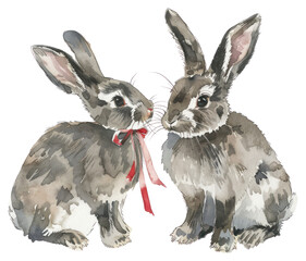 PNG 2 rabbits illustration bunnies animal.