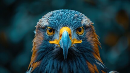 Obraz premium close-up of a brightly colored eagle detailed in focus against a blurry background