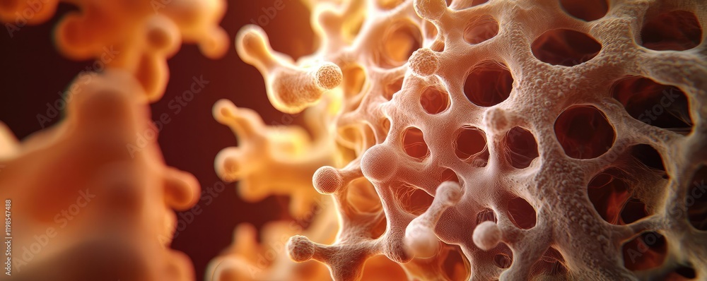 Aufkleber dust pollution concept. close-up of a colorful microscopic structure illustrating complex cellular f