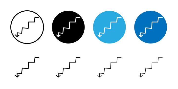red Down arrow icon Flat art illustration in outline