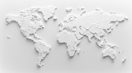 Clean and minimalist world map PNG with precise outlines of continents, sharp and modern, perfect for presentations and sleek design projects