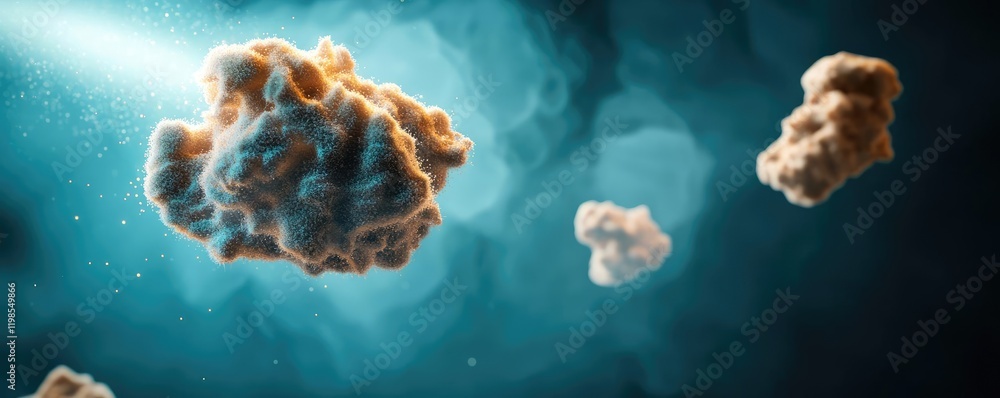 Aufkleber dust pollution concept. abstract cosmic scene featuring floating clouds against a deep, ethereal bac