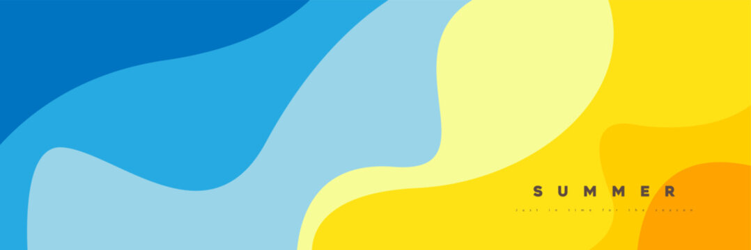 Summer web banner template with ripple abstract wave background tropical beach vibes