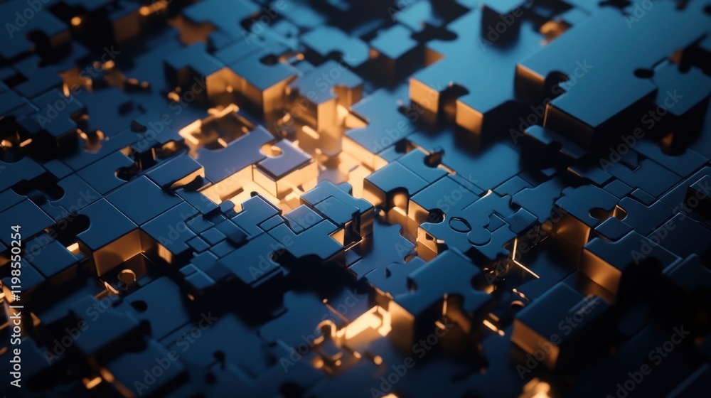 Poster abstract puzzle blocks: a 3d rendering of interlocking pieces