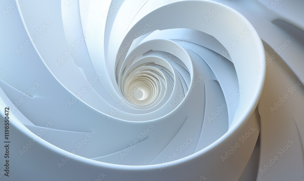 Aufkleber abstract spiral design in white tones, creating a sense of depth and texture.