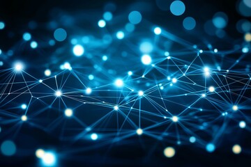 Obraz premium A blue background with many lines and dots