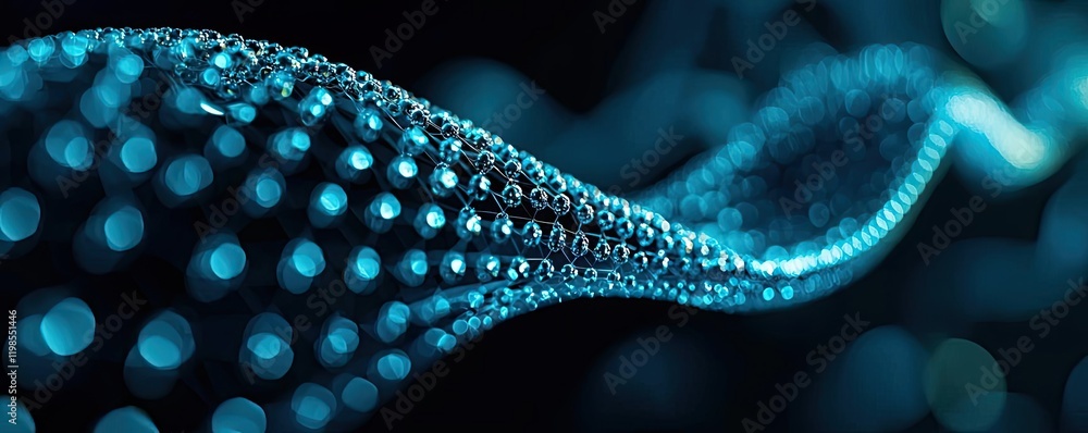 Poster dust pollution idea. abstract blue wave with illuminated dots representing digital connectivity.