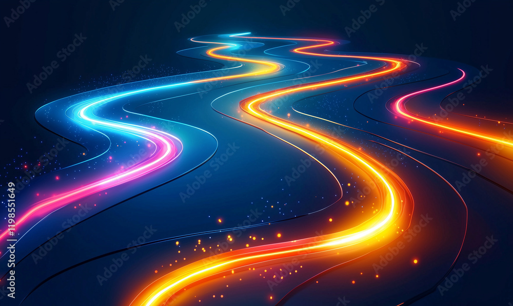 Aufkleber colorful flowing lines create a dynamic and vibrant visual against a dark background.
