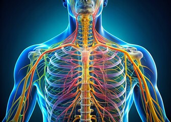 Detailed Spinal Cord Diagram Showing Nerve Branches & Connections - Medical Illustration