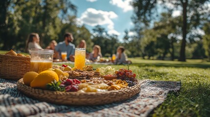 Family Picnic in Sunny Park - Generative AI