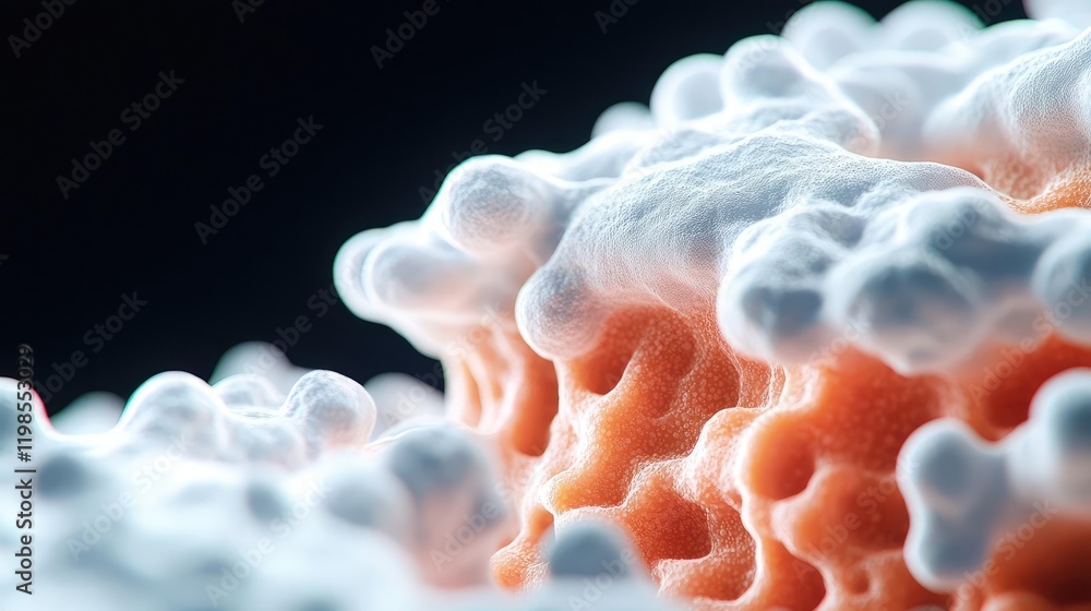 Poster dust pollution idea. close-up image of coral-like structures showcasing intricate textures and color