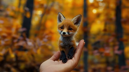 Fototapeta premium Adorable Baby Fox in Autumn Woods